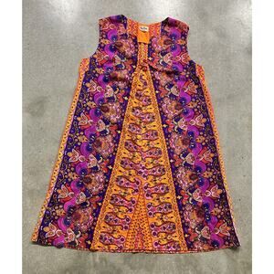Vintage Kai Nani Hawaii MCM Hawaiian Aloha Dress Ethnic Neon